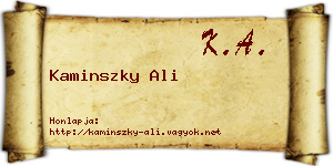 Kaminszky Ali névjegykártya